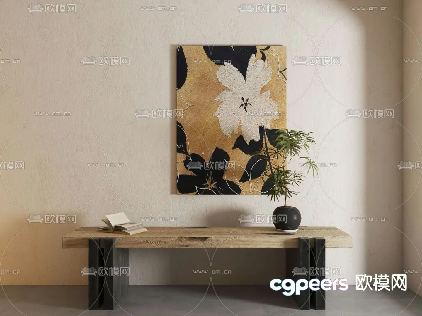 Modern Asian-Inspired Decor 3D Model – 7097 – VRAY Render