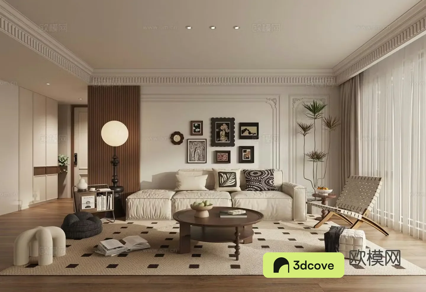 Middle-aged living room 3d model