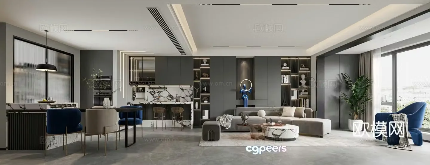 Modern guest restaurant 3d model