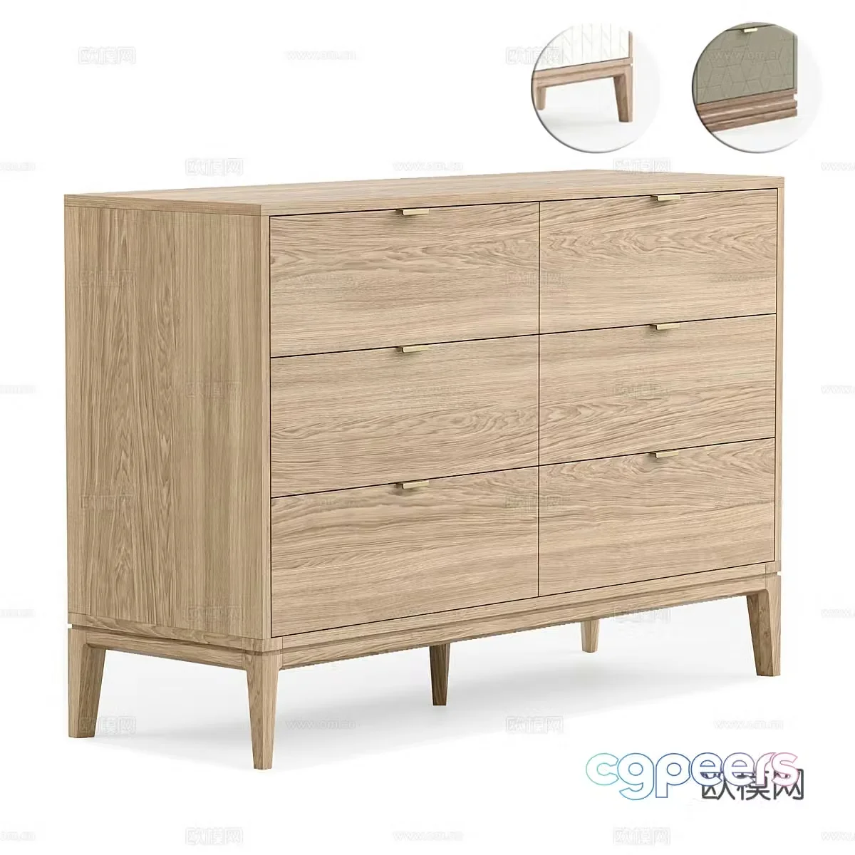 Nordic chest of drawers side cabinet 3d model
