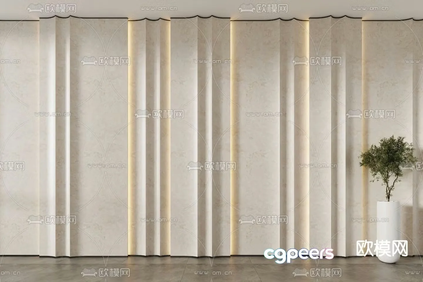 New Chinese marble background wall 3d model