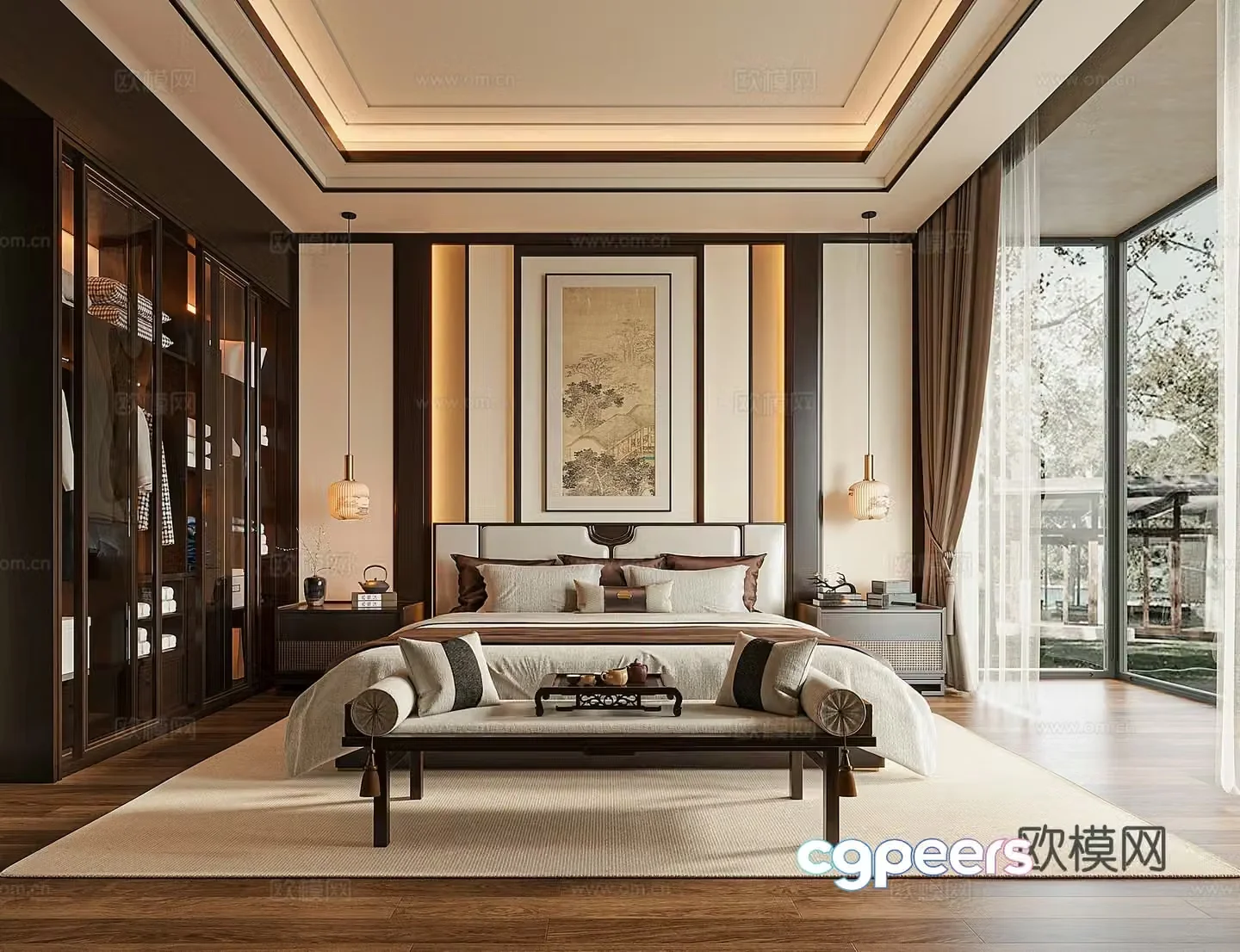 New Chinese style bedroom master bedroom 3d model
