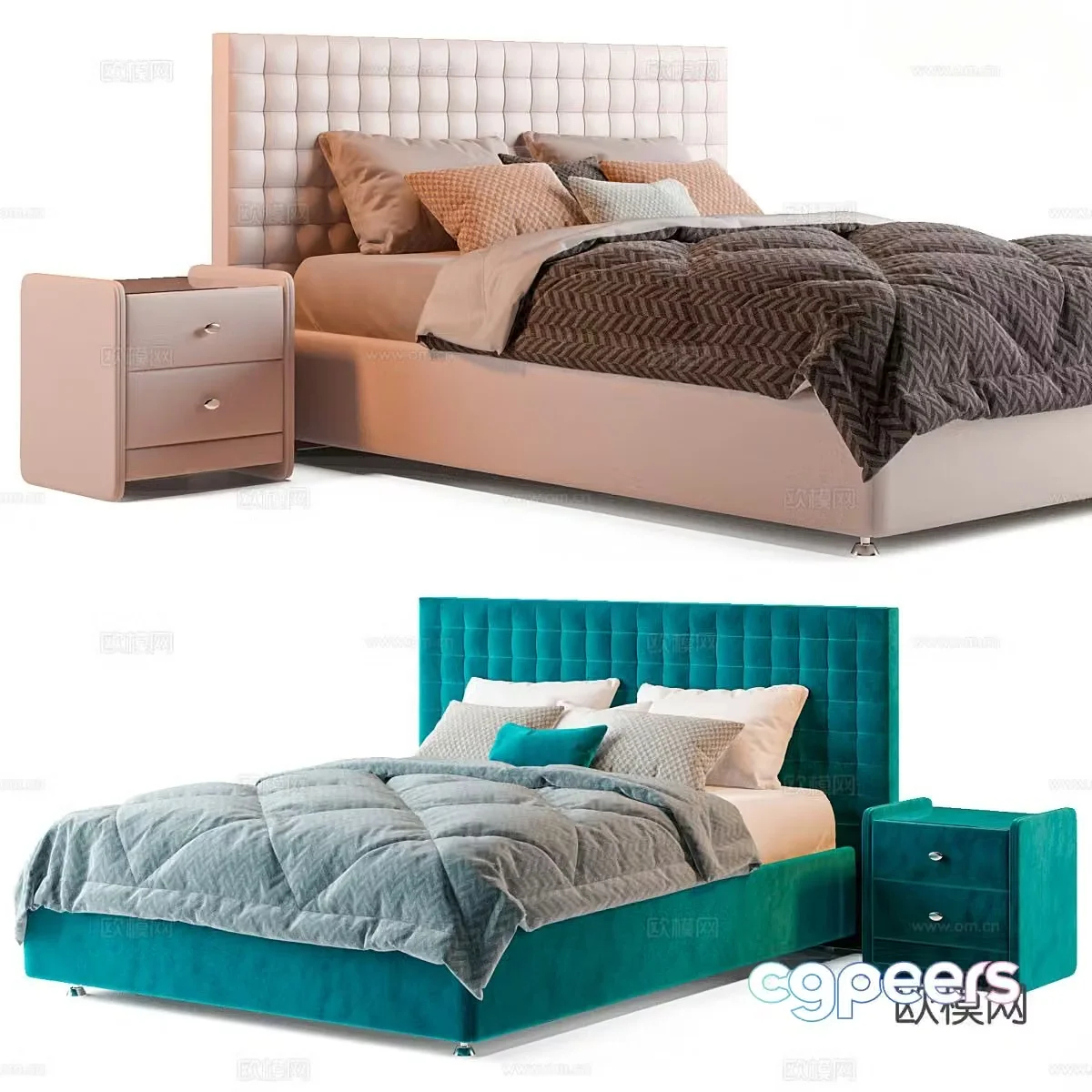 Modern double bed 3d model