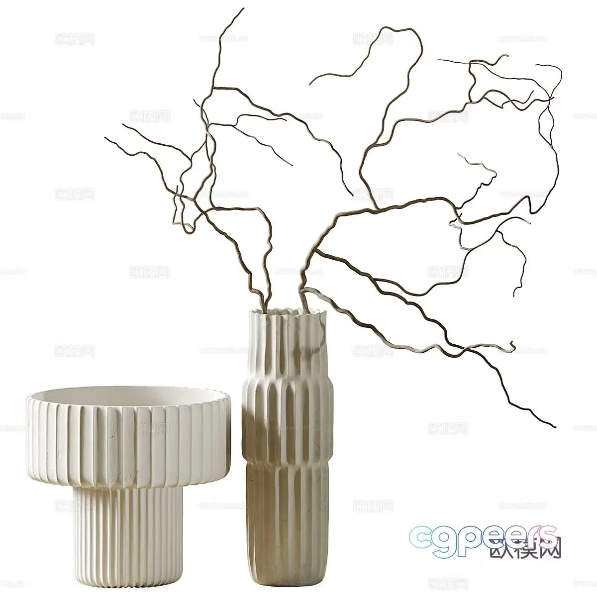 New Chinese vase flower art dry branch 3D model