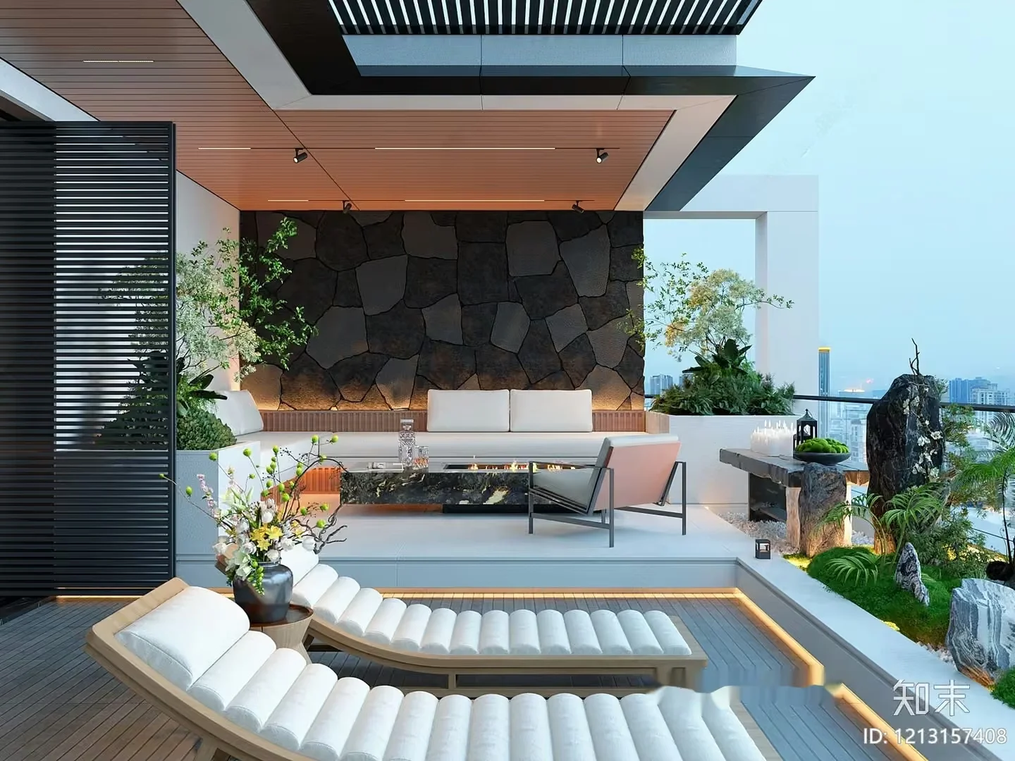 Modern Outdoor Living Space 3D Model – 1698 – VRAY Render