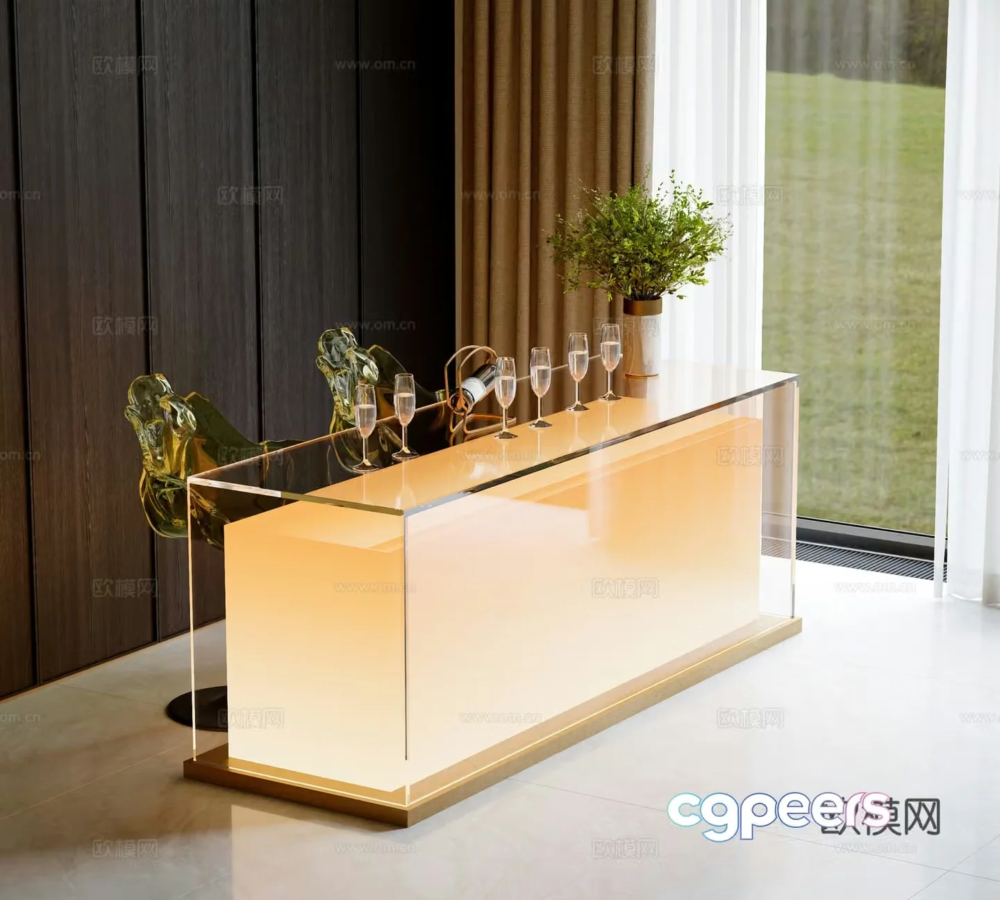 Modern glass bar 3d model