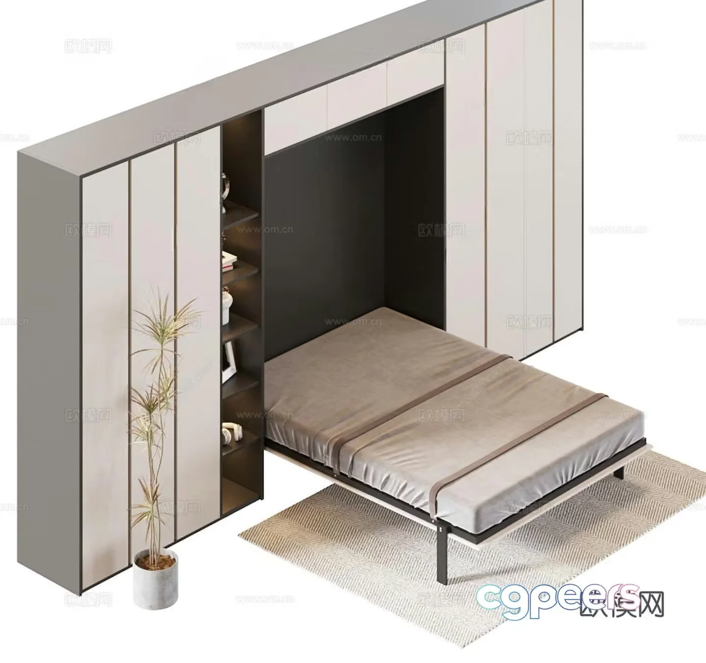 Modern minimalist folding bed 3D model