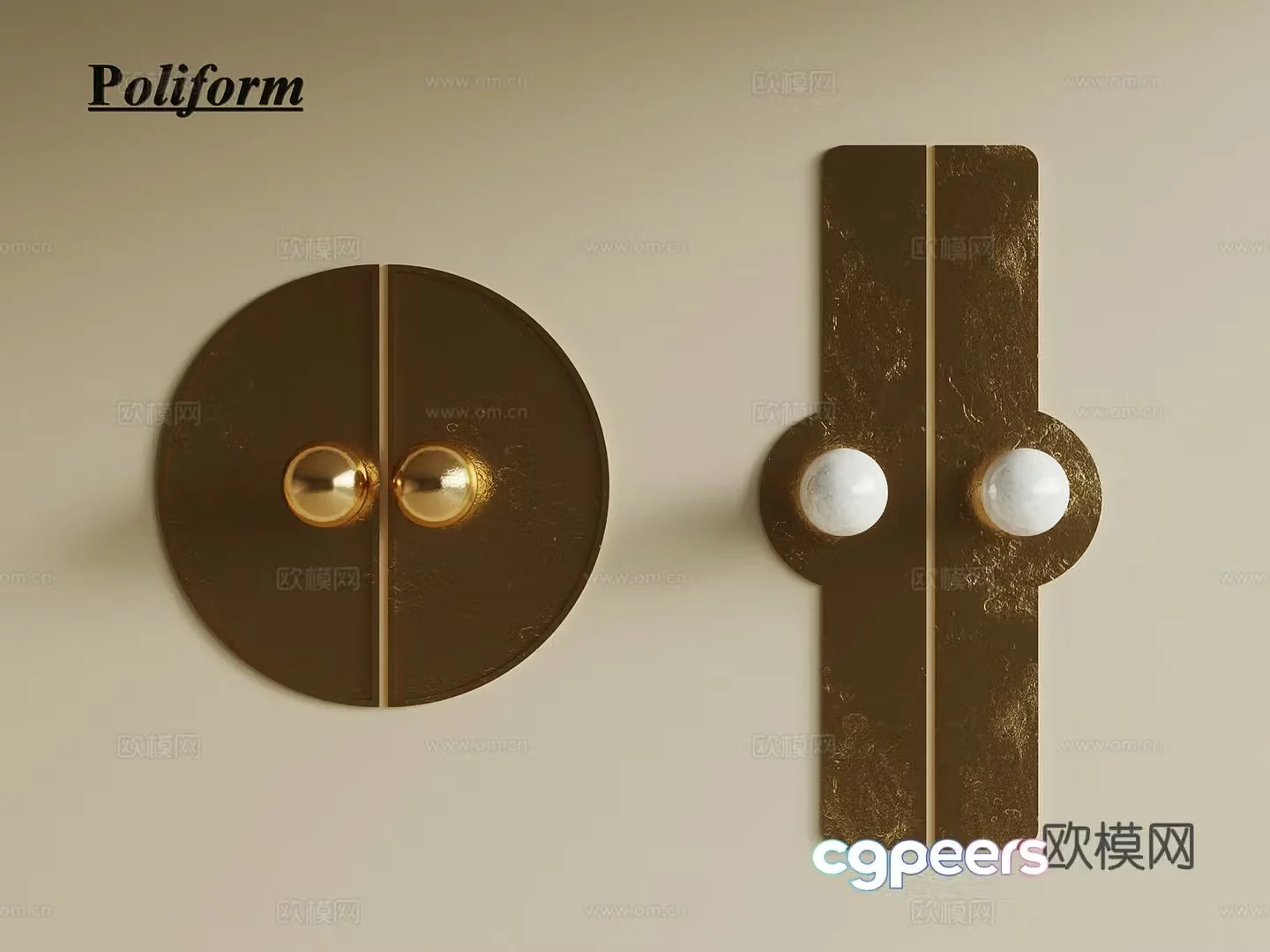 French medieval handle metal cabinet door handle 3D model