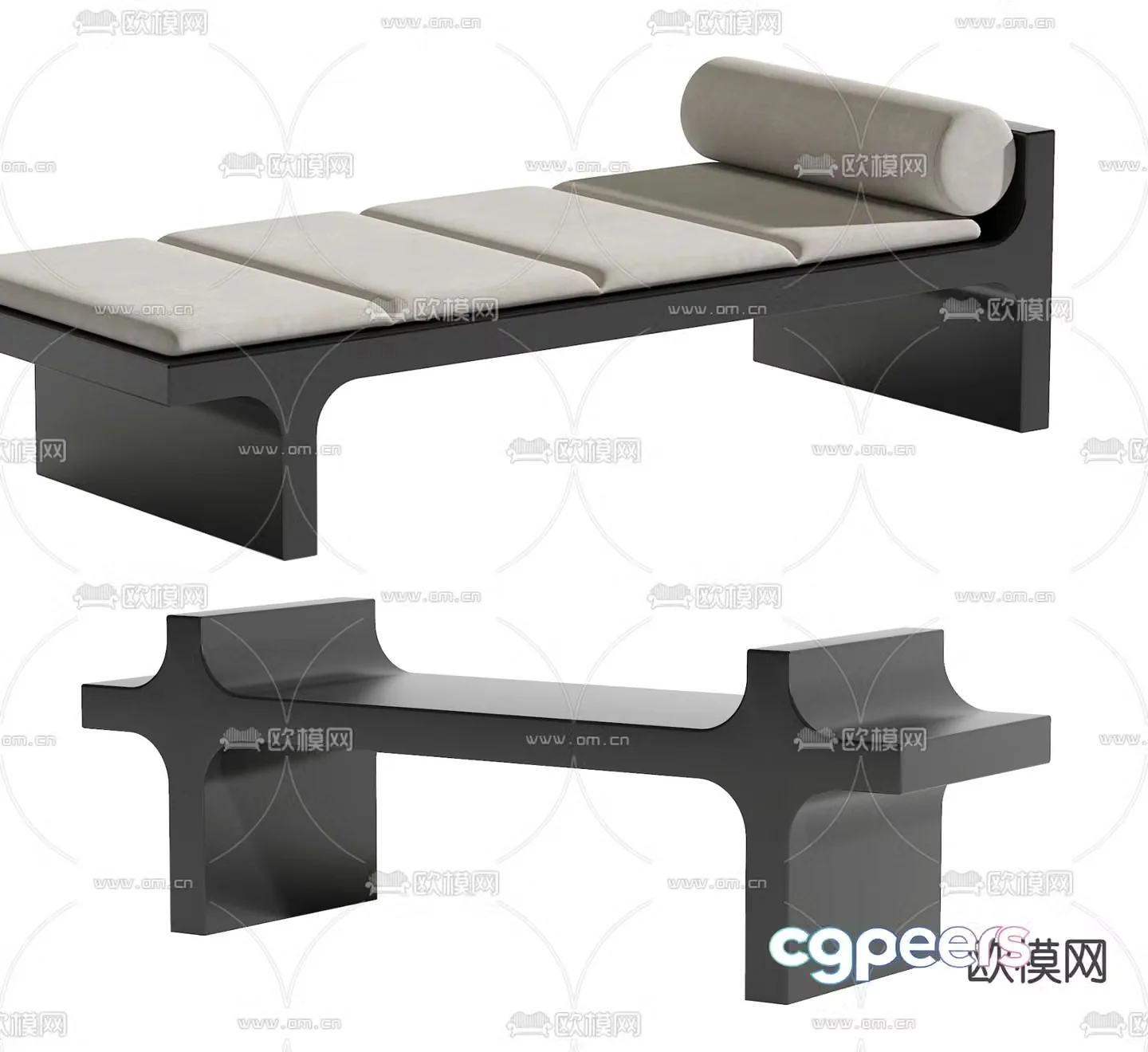 Modern footrest bedside stool 3d model