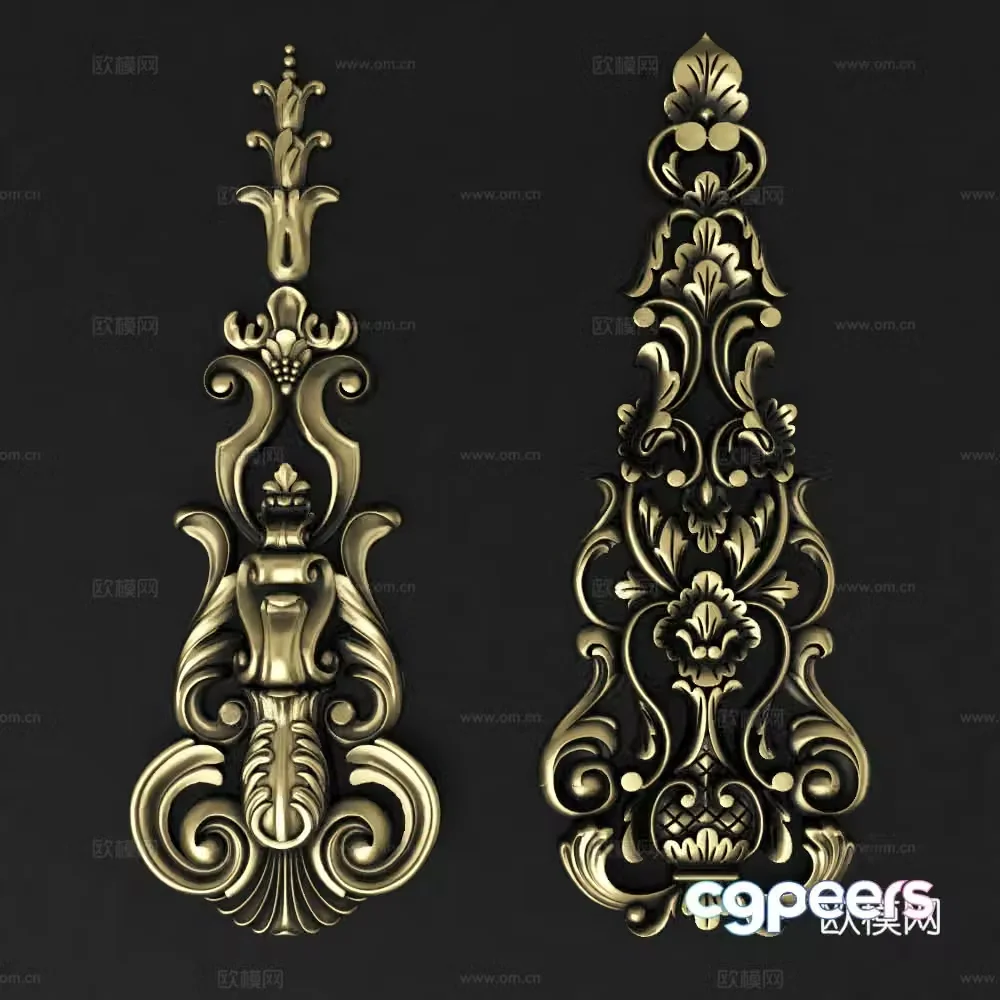 European metal angle gold wire 3D model