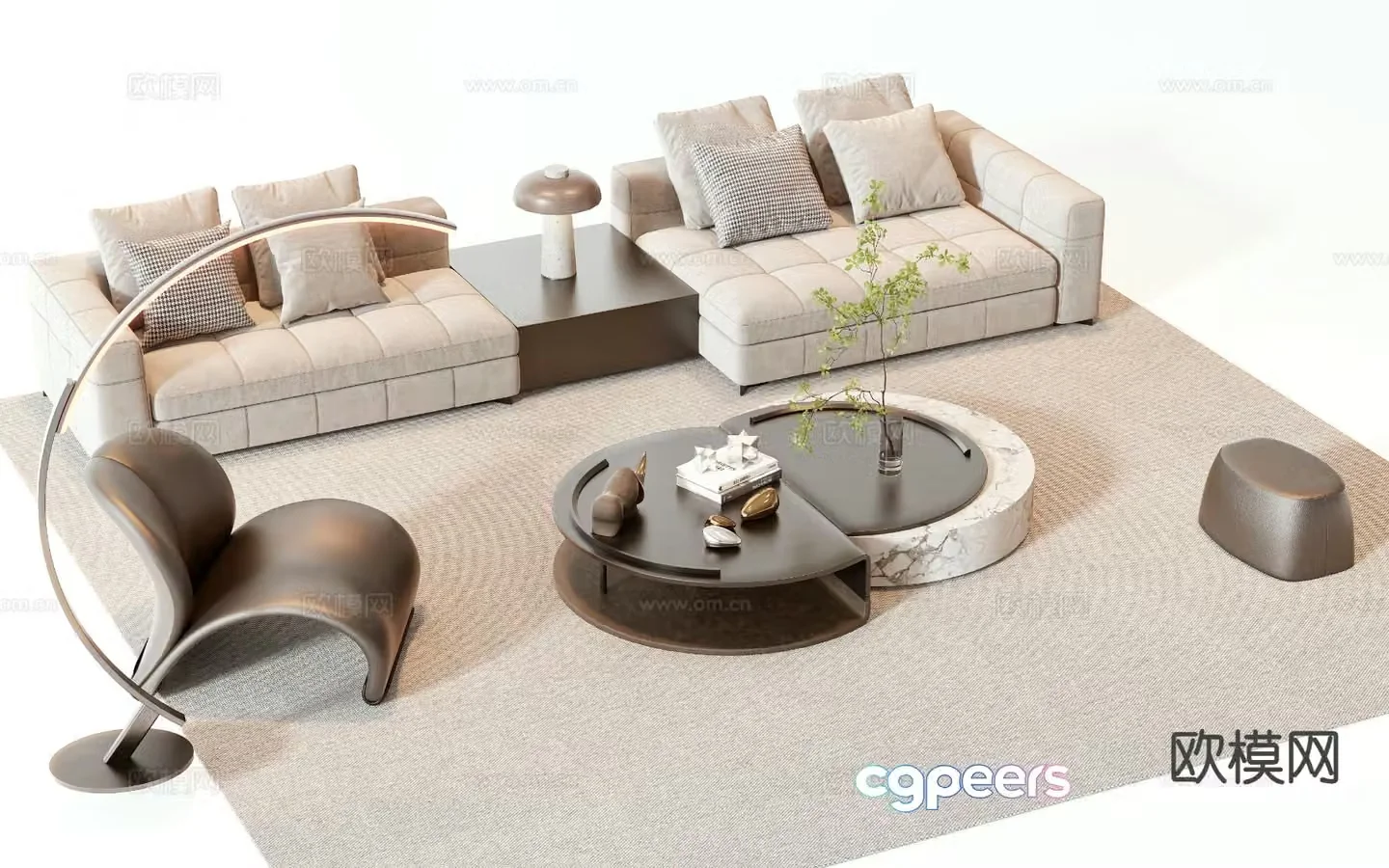Modern sectional sofa 3d model