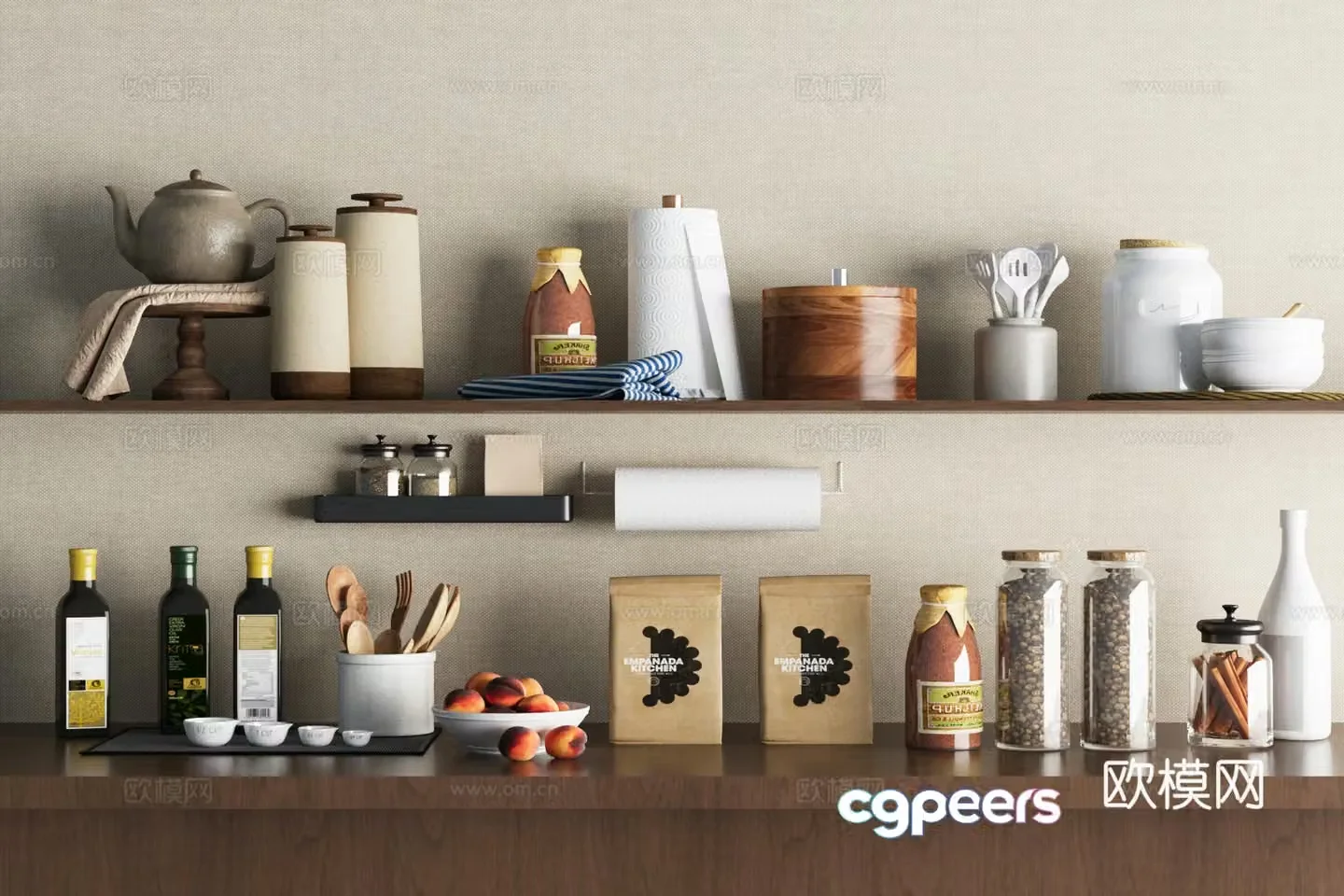 Kitchenware combination Kitchen supplies Seasoning jar 3D model