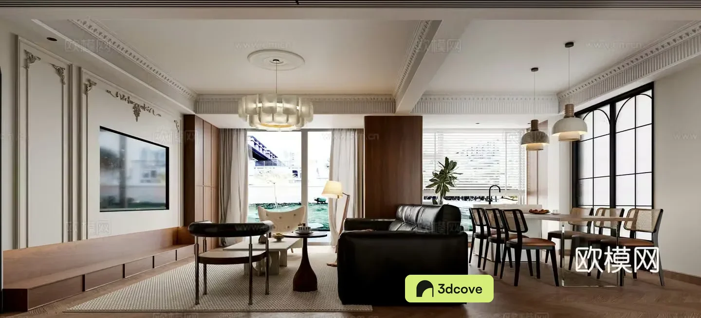 Middle-aged living room 3d model