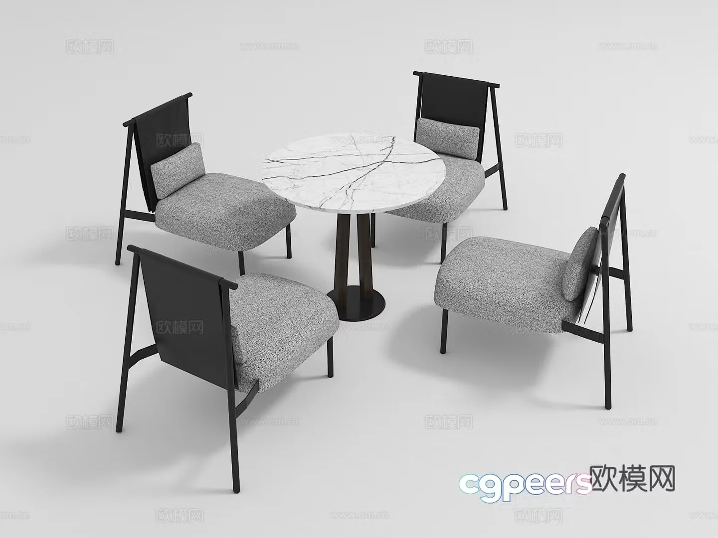 Modern casual negotiation table and chair combination 3D model
