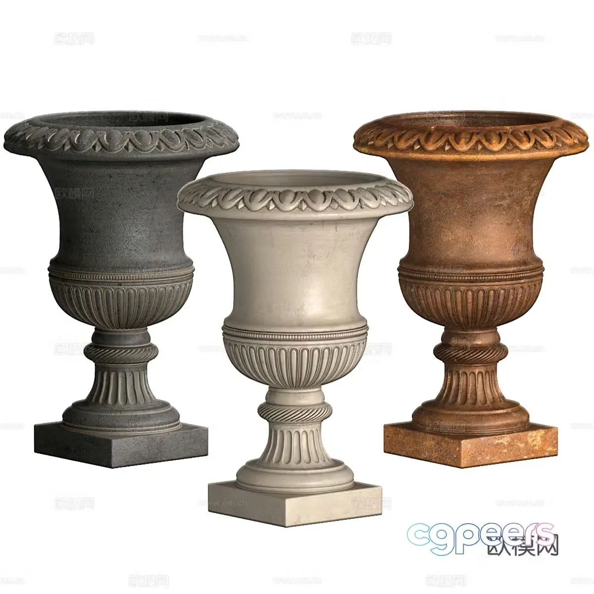 European classic outdoor vase 3d model