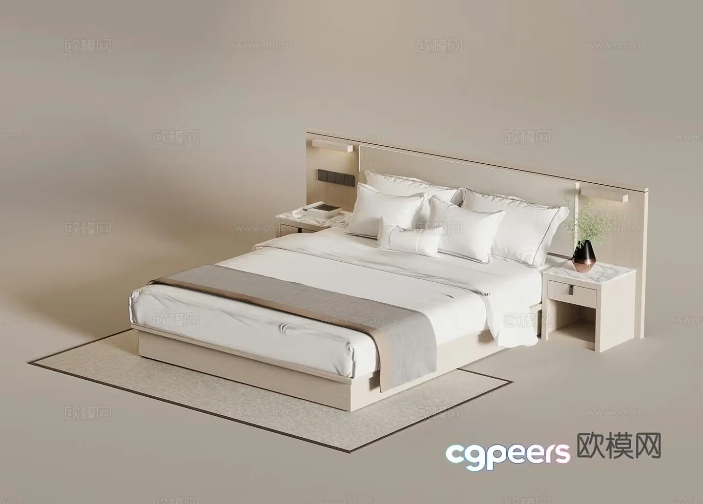 Bed Modern Double Bed 3D Model