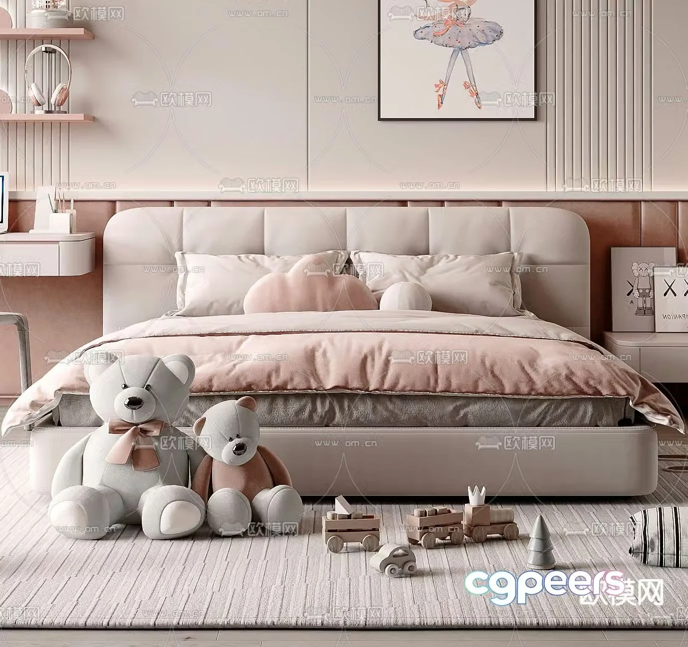 children’s bed double bed child’s bed 3d model