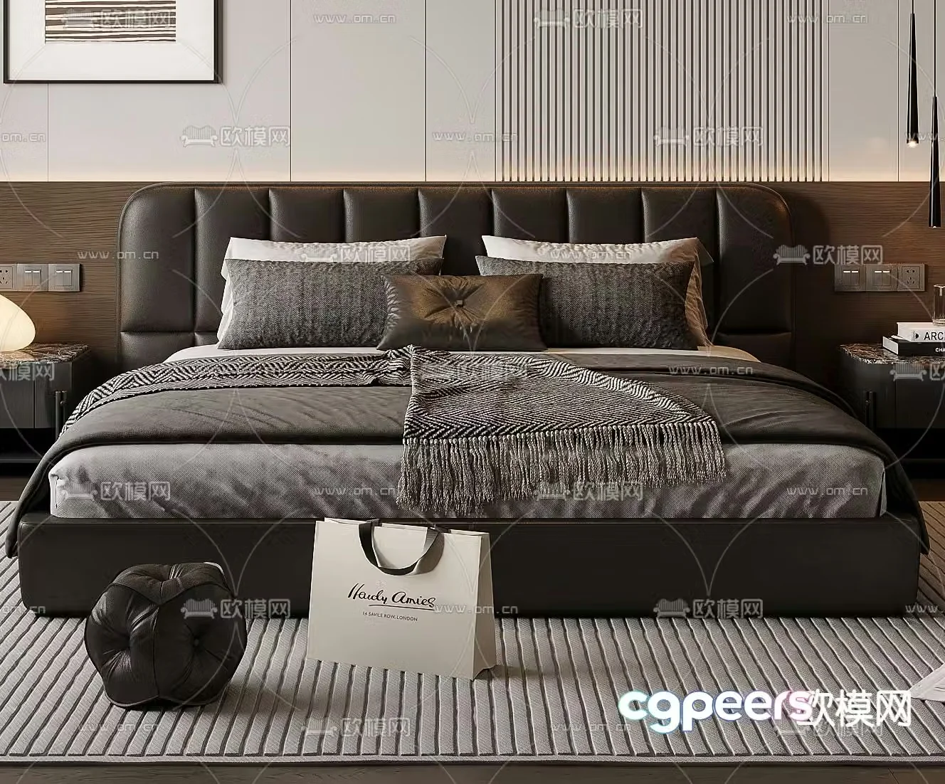 Italian double bed 3d model