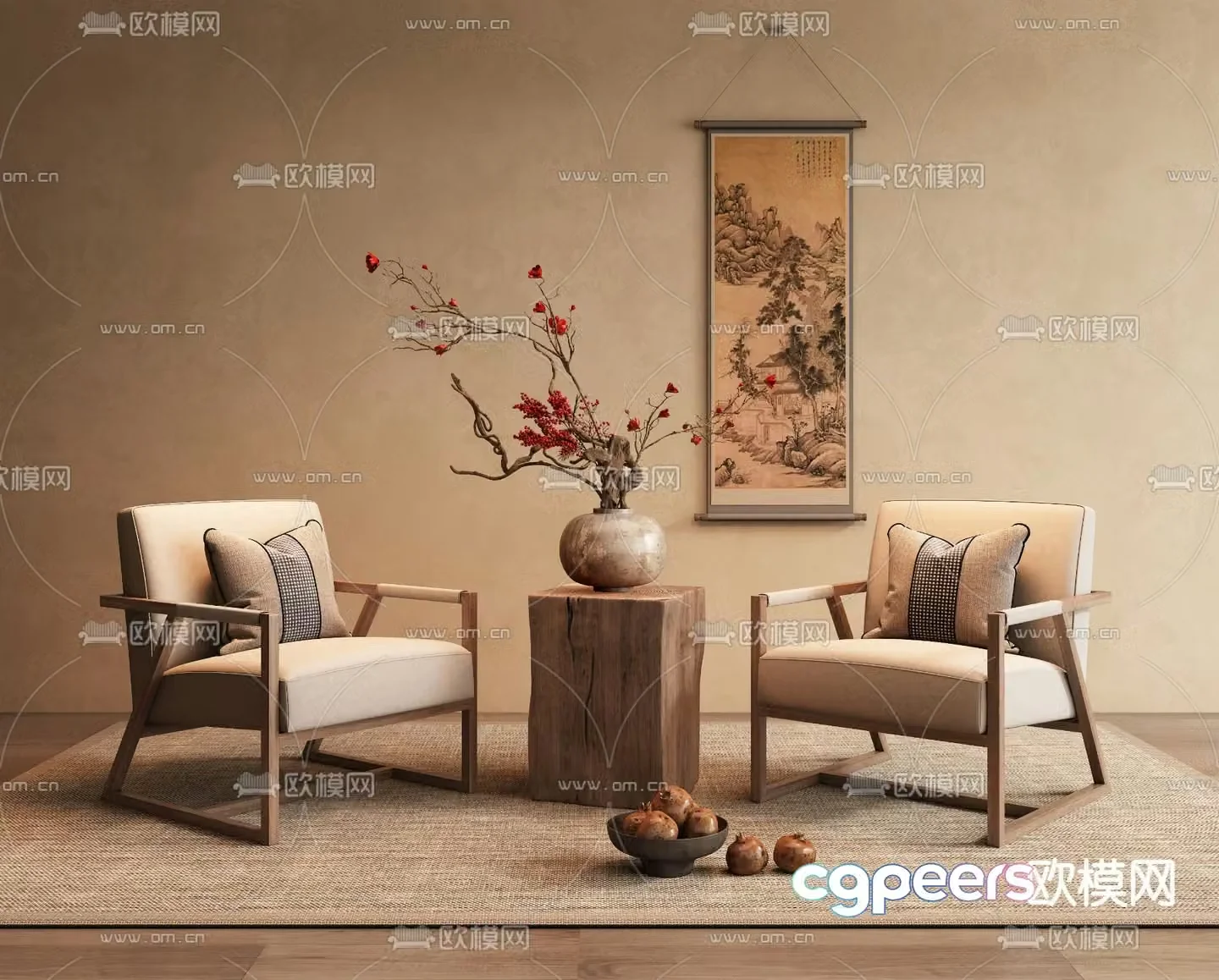 New Chinese style leisure chair 3d model