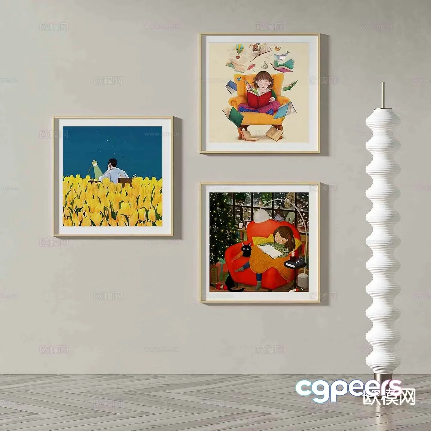 Modern art painting cartoon painting decorative painting 3d model