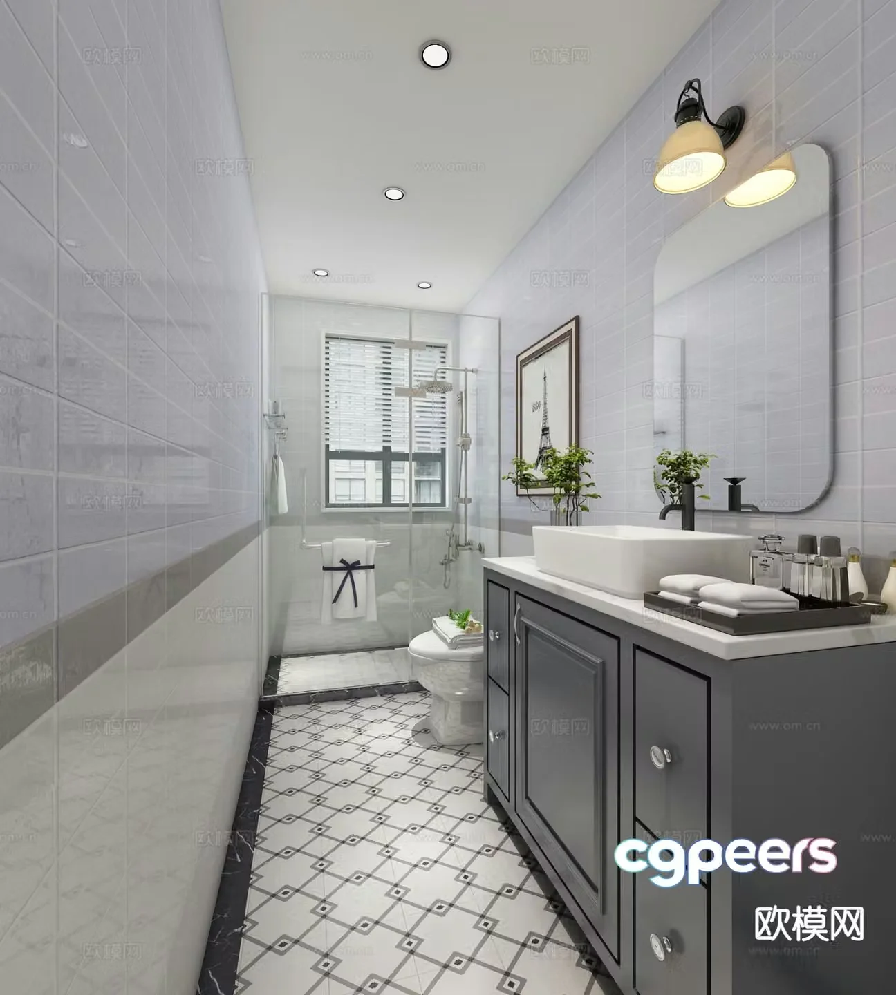 American bathroom bathroom 3d model