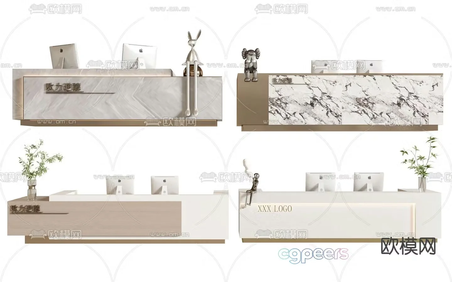Front desk reception desk 3d model