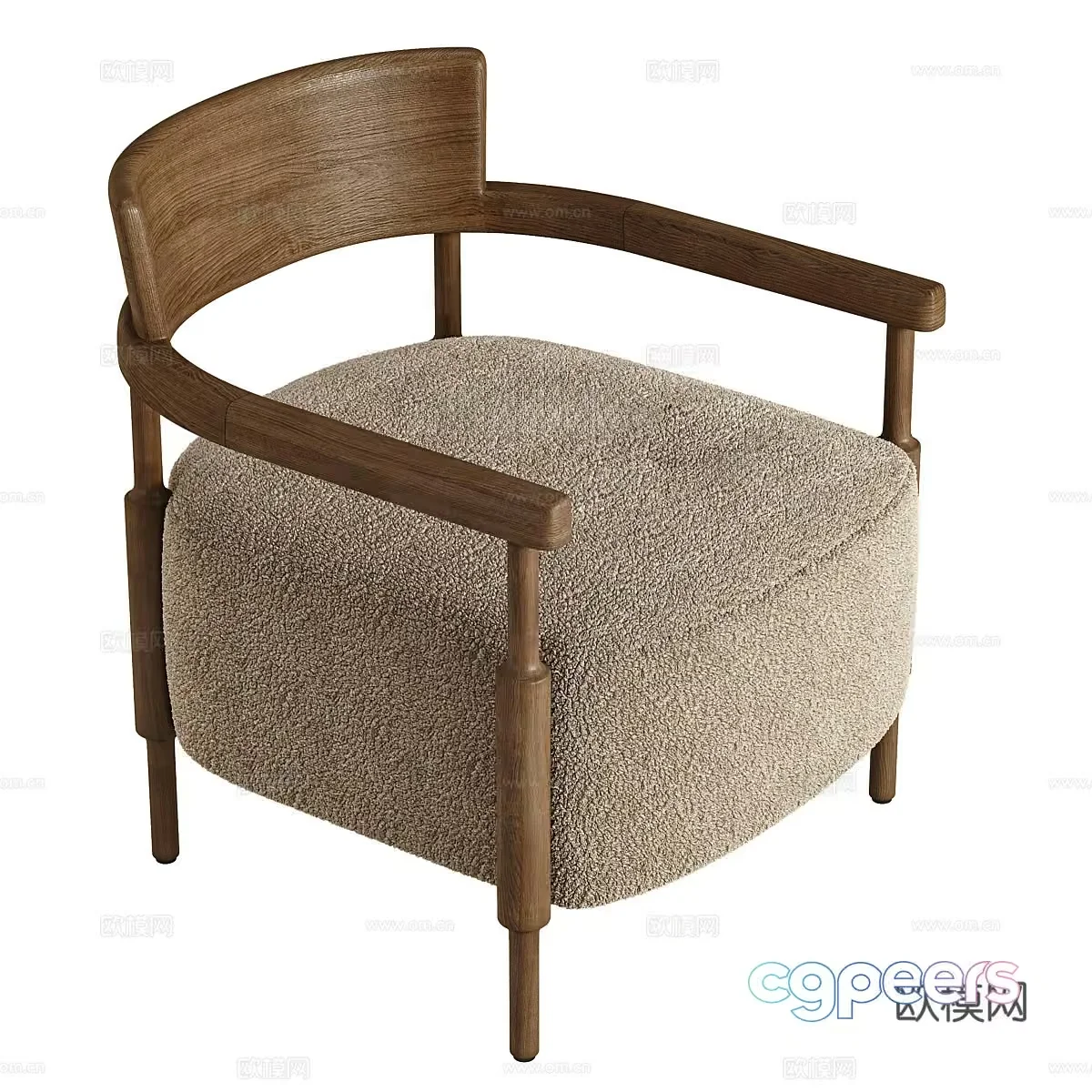 Wooden Chair With A Beige Cushion 3D Model – 18597 – VRAY Render