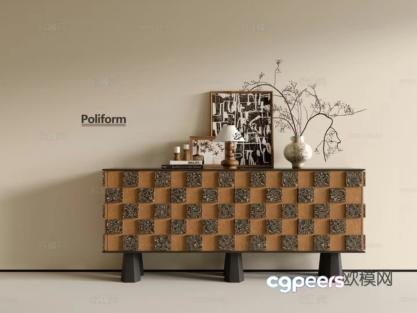 Modern medieval entrance cabinet 3D model