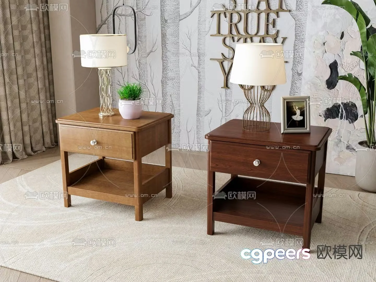 New Chinese style bedside table 3d model