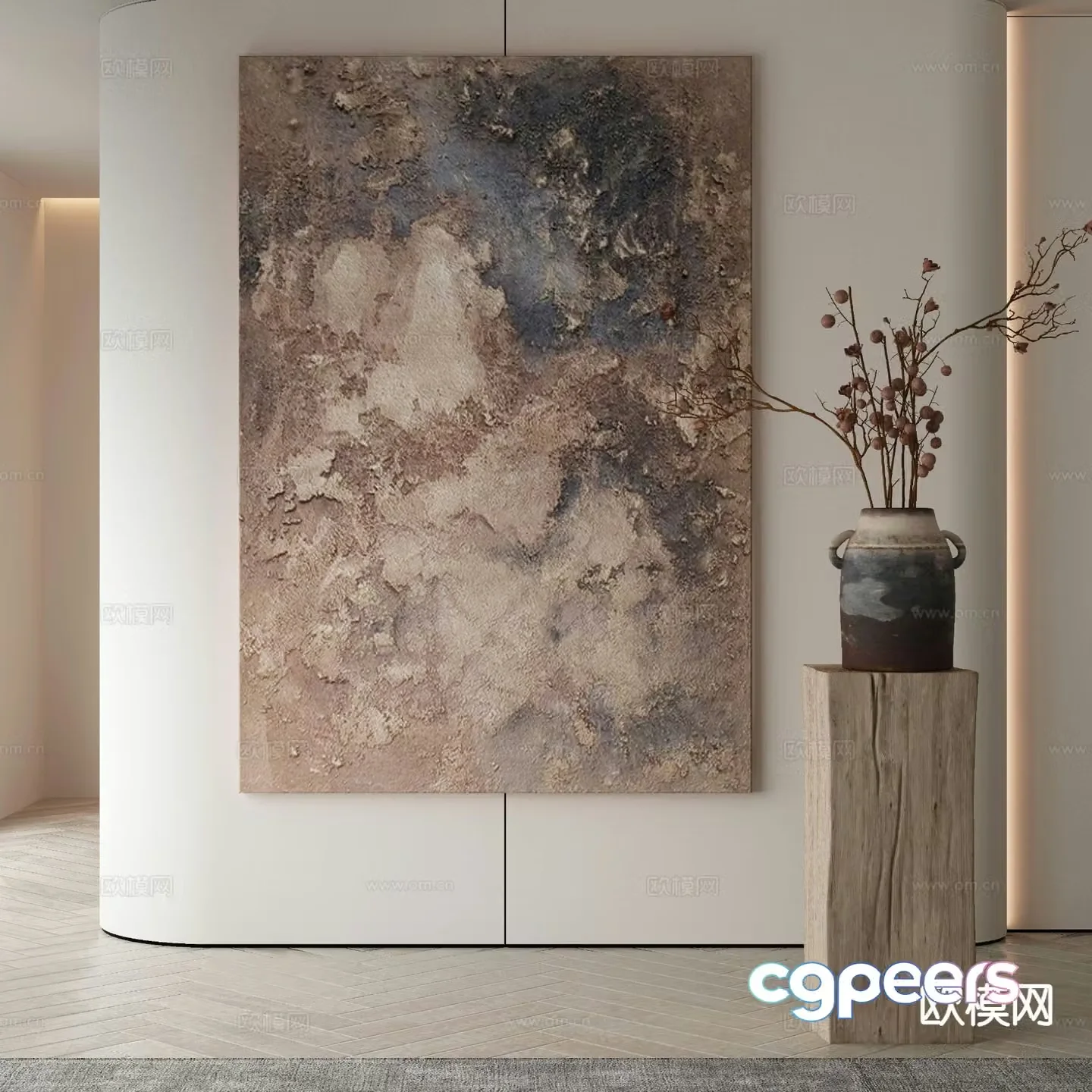 Wabi-sabi decorative painting texture painting abstract painting 3d model