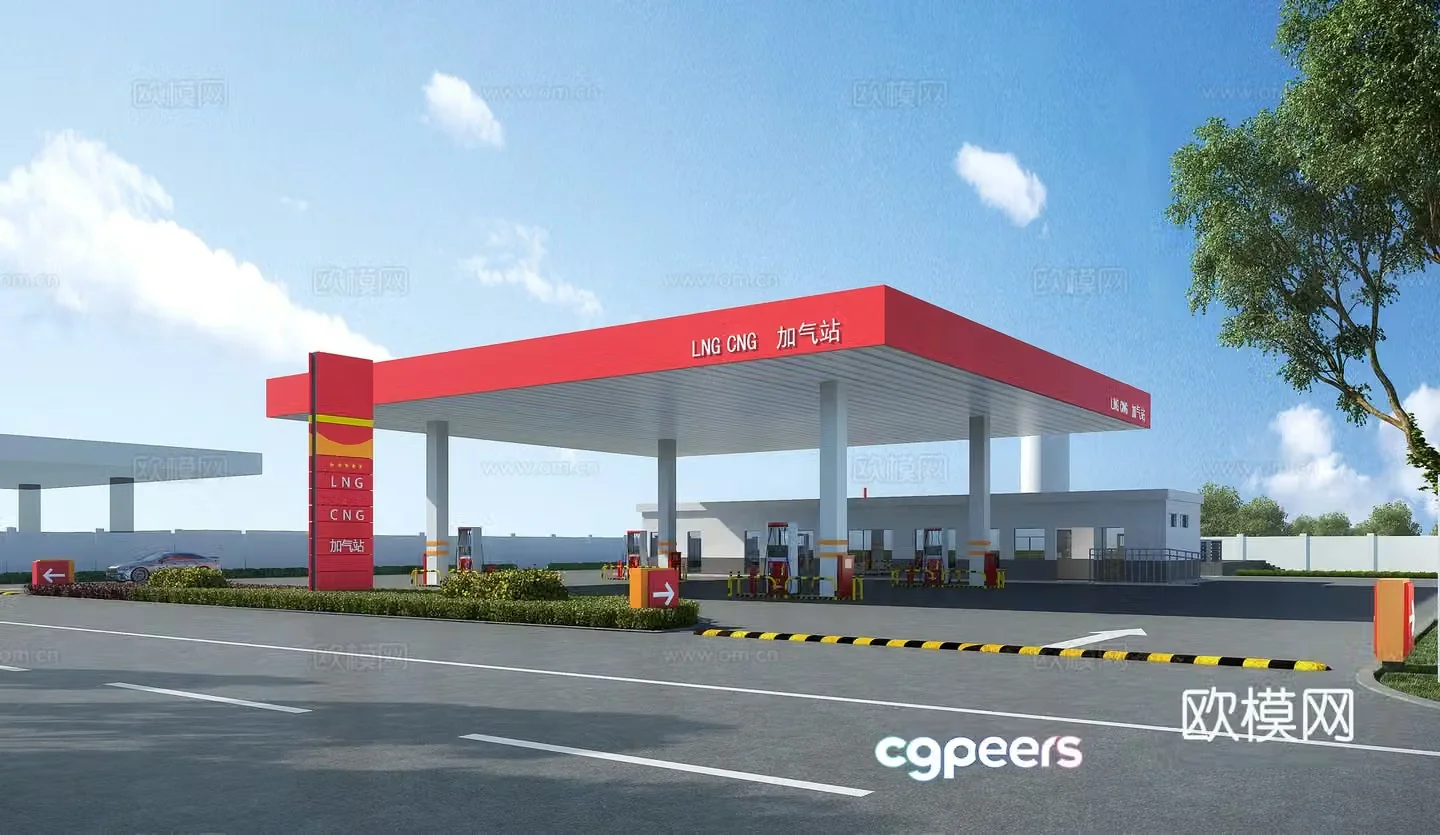 Modern gas station 3d model