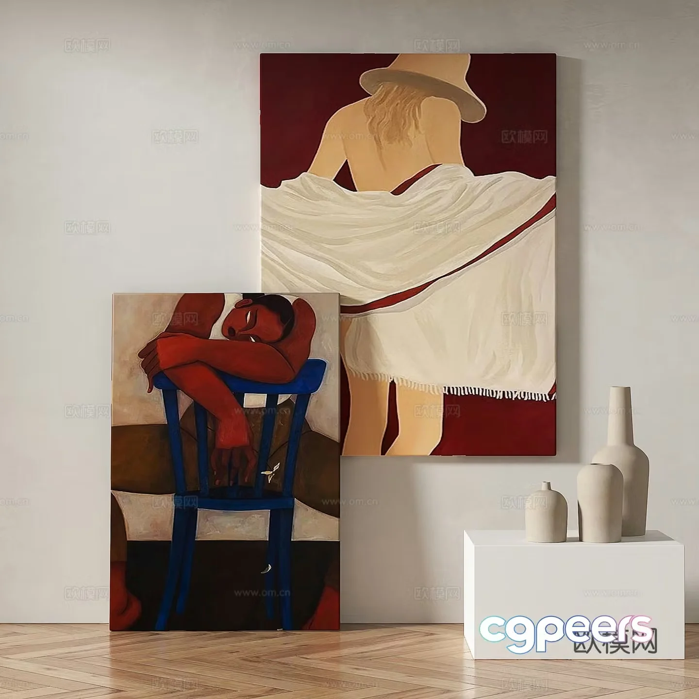 Modern abstract painting decorative painting 3d model