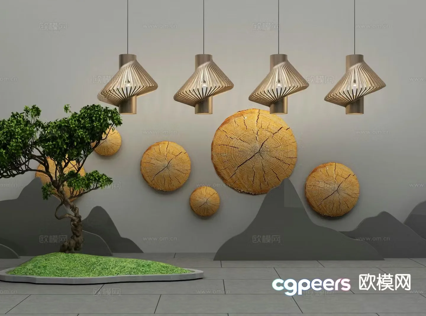 New Chinese style chandelier 3d model