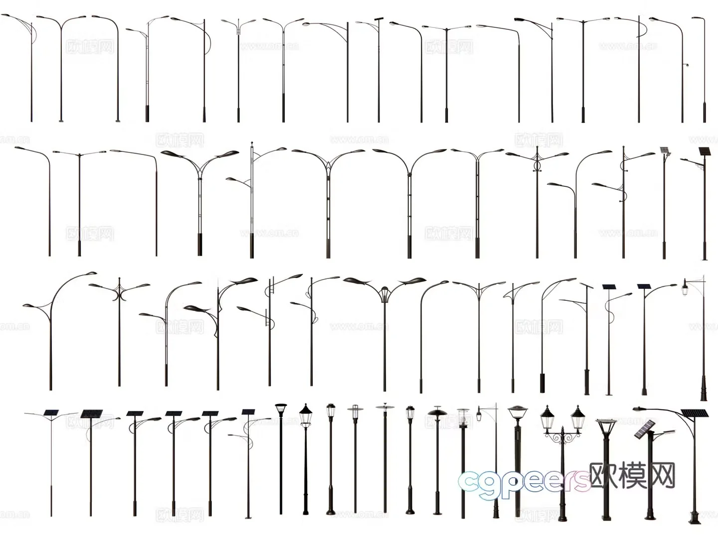 Modern street light solar street light municipal lighting high pole light highway landscape light street light 3D model