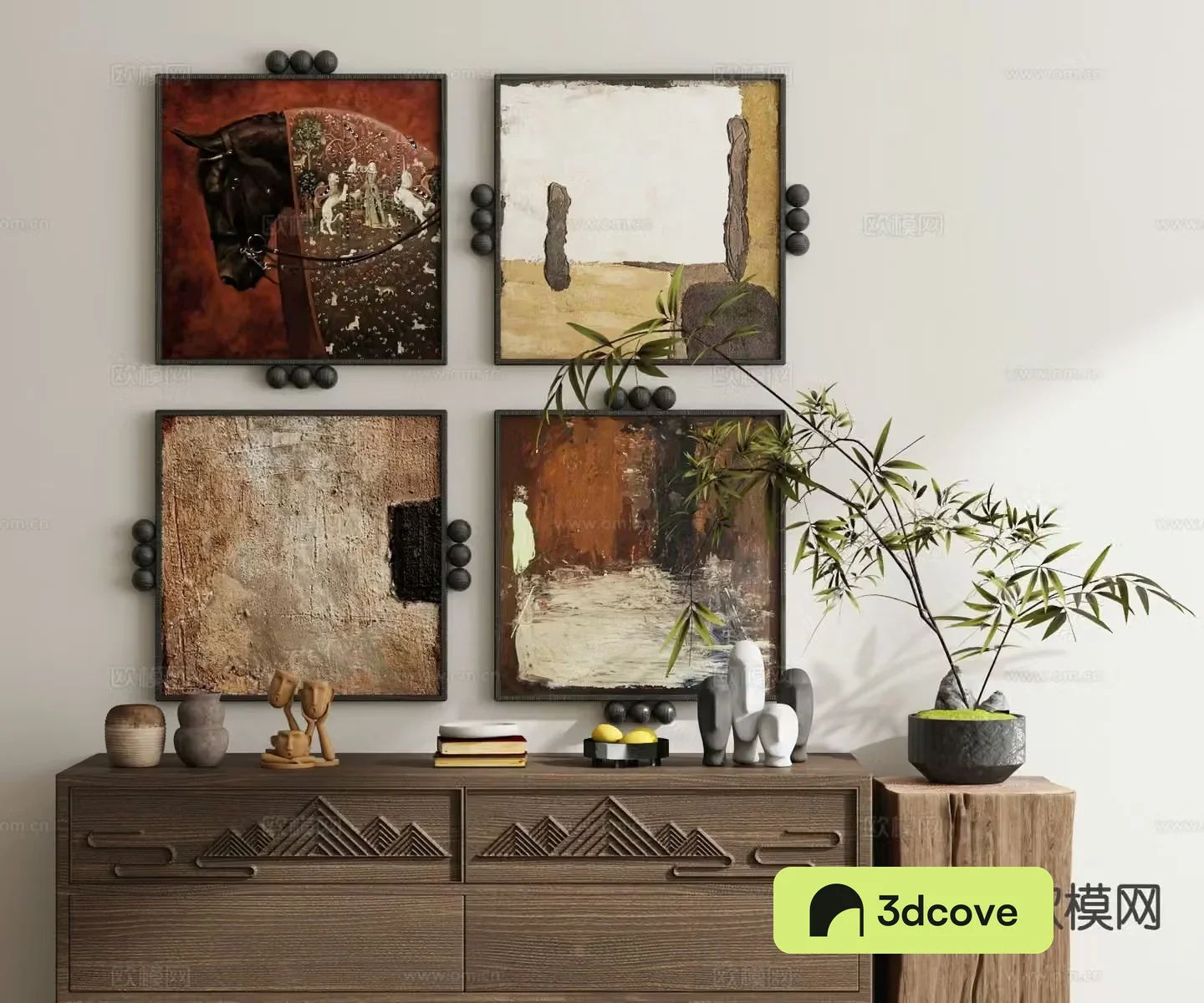 Medieval style hanging painting retro painting geometric painting combination painting