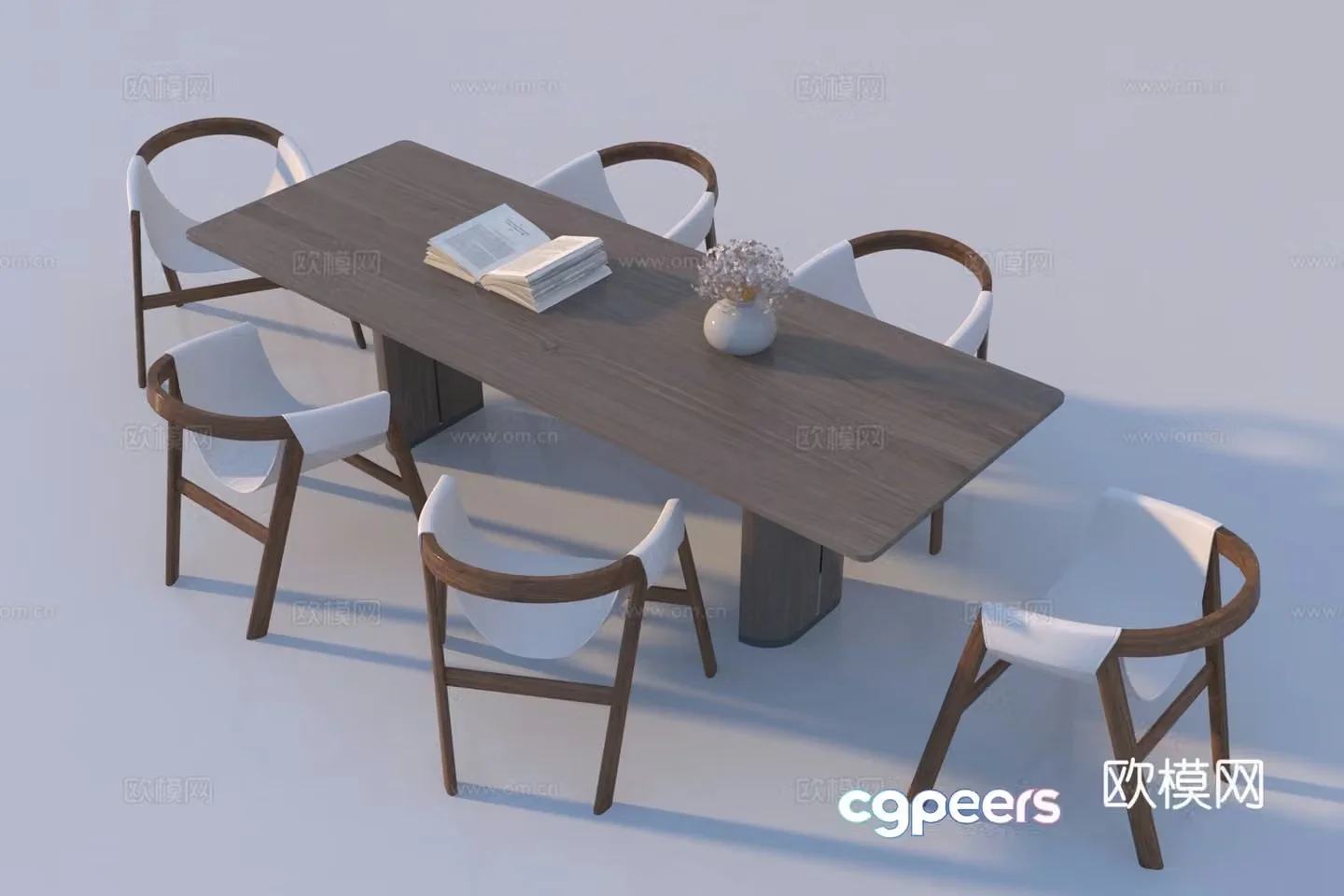 Modern dining table and chair combination 3D model