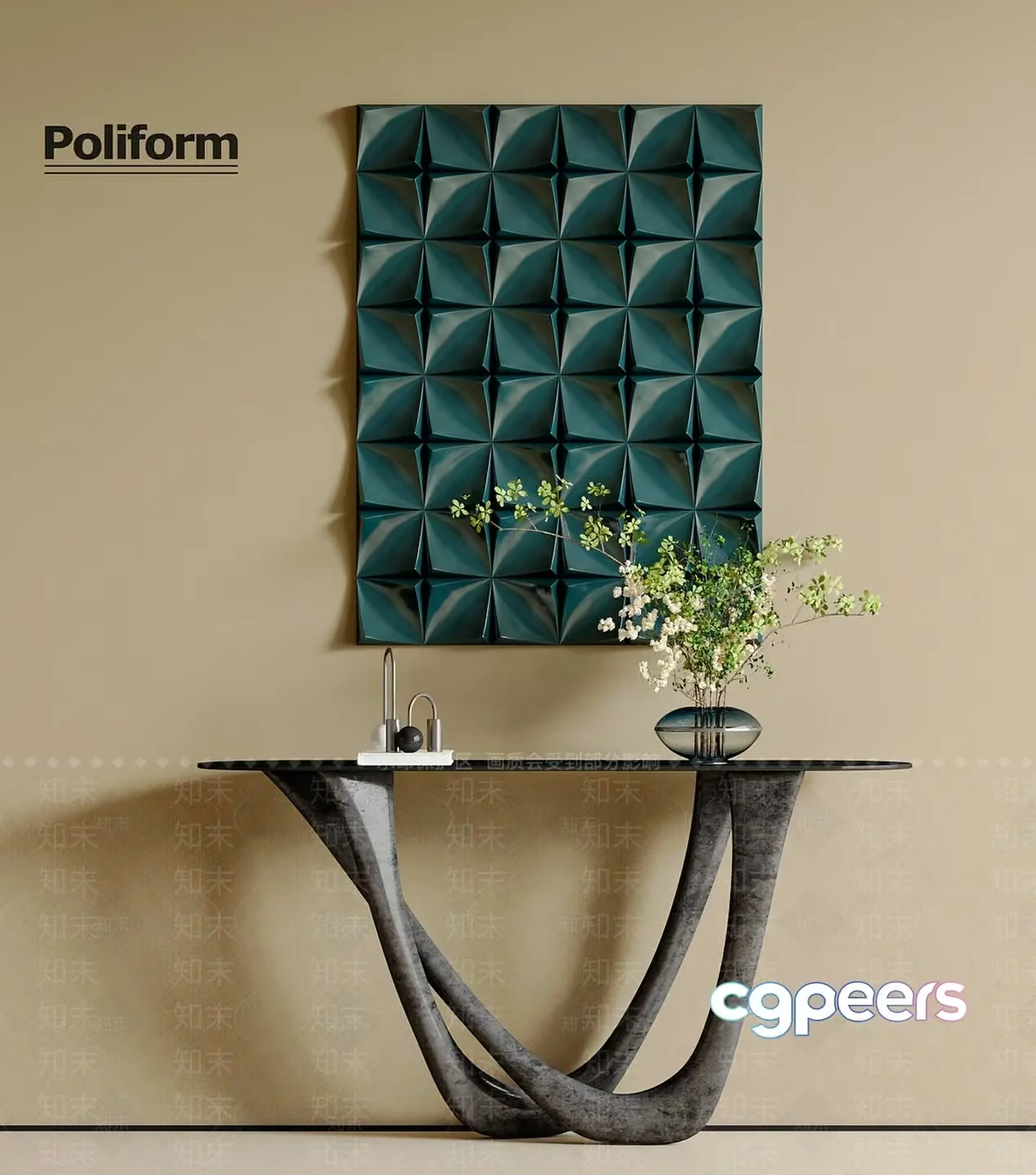 Modern Console Table 3D Model – 8396 – VRAY Render