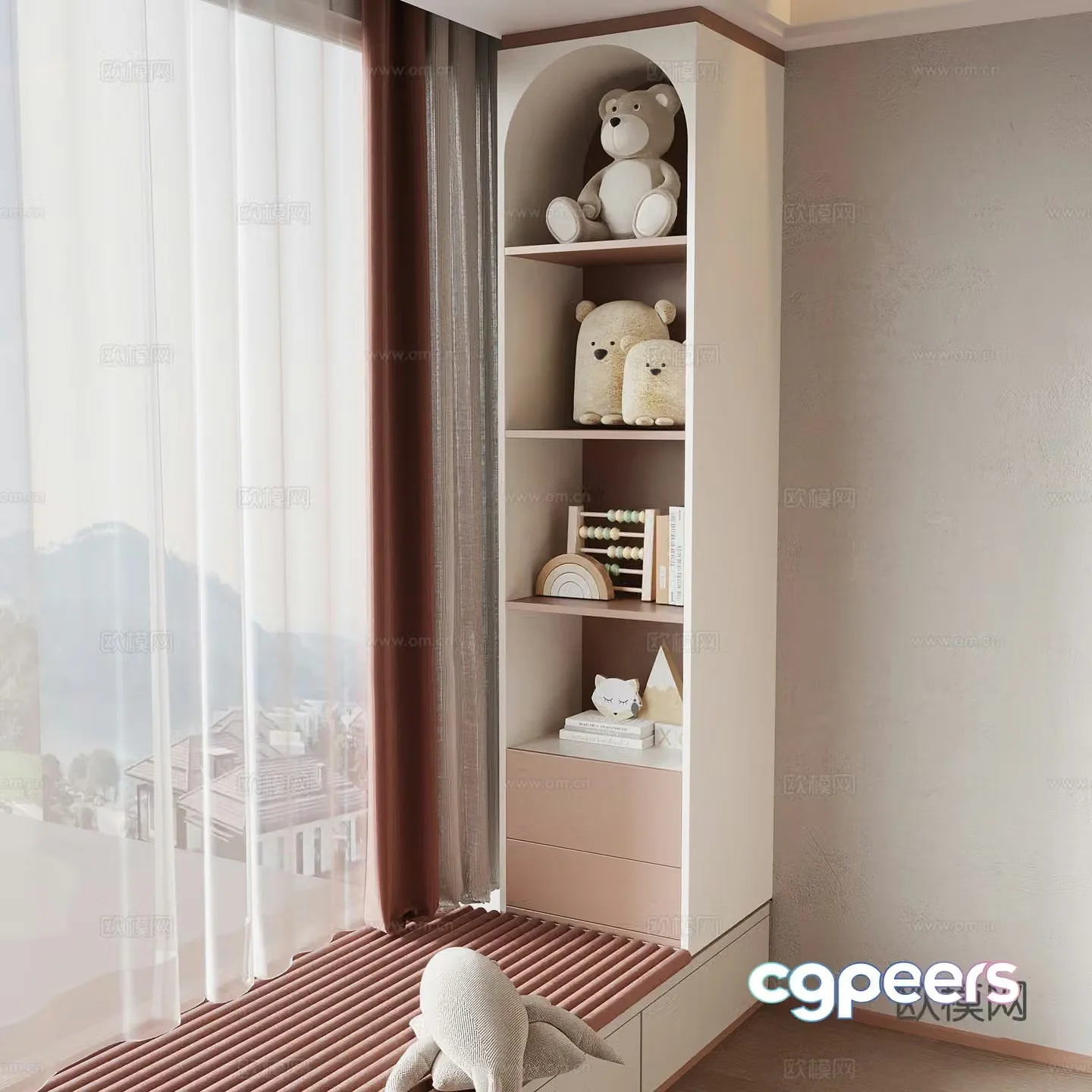 Modern bay window 3d model