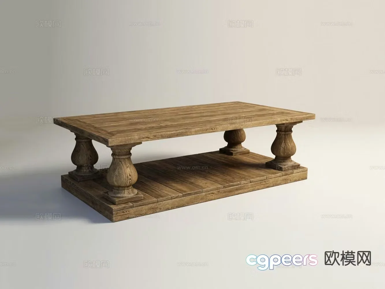 American solid wood coffee table 3D model
