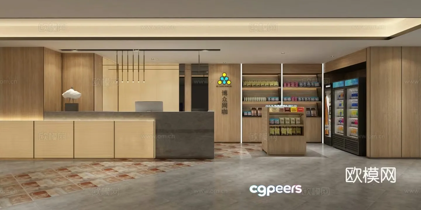 Internet Cafe Hall 3D Model