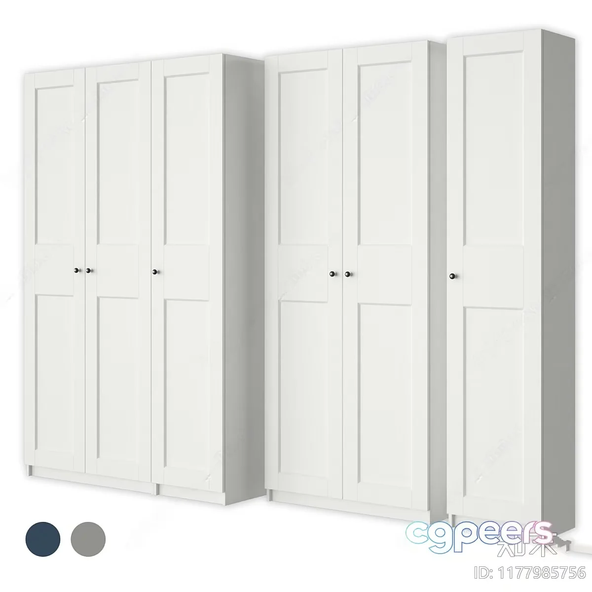 Modern White Wardrobes 3D Model – 8919 – CORONA Render