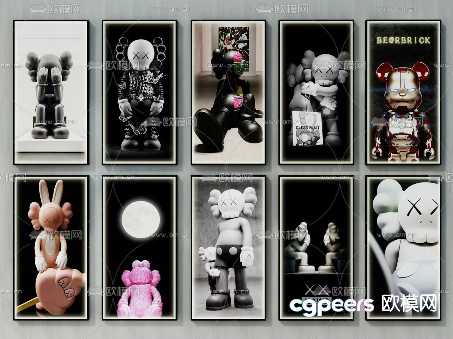 KAWS decorative painting hanging painting 3d model