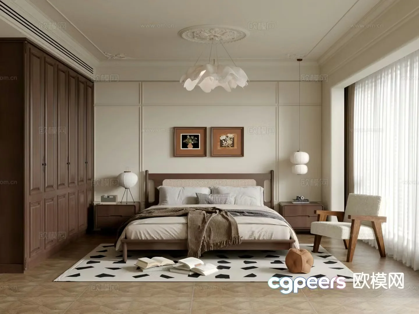 Wabi-sabi style bedroom master bedroom 3d model