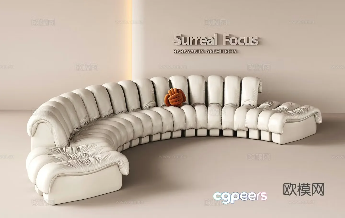 Modern multi-person curved sofa fabric sofa special-shaped sofa multi-person sofa 3D model
