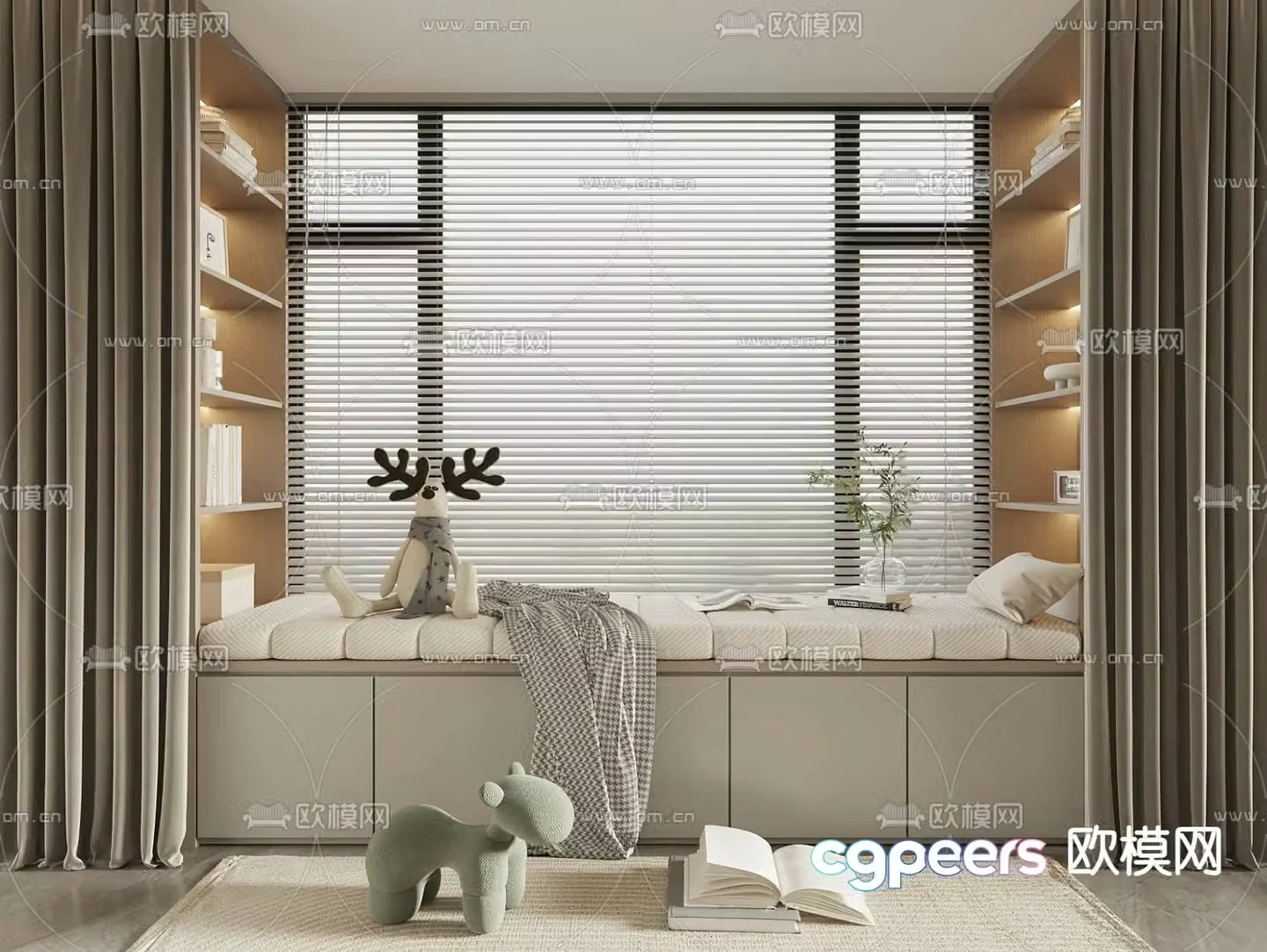 Balancing windowsill Balancing window cabinet Venetian blinds 3D model