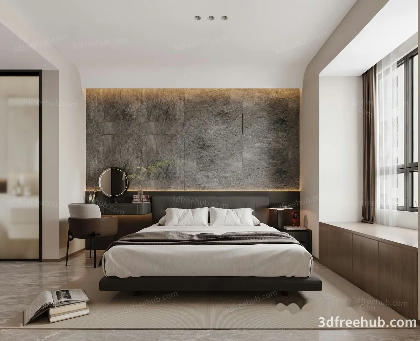 Modern Minimalist Bedroom 3D Model – 20255 – VRAY Render