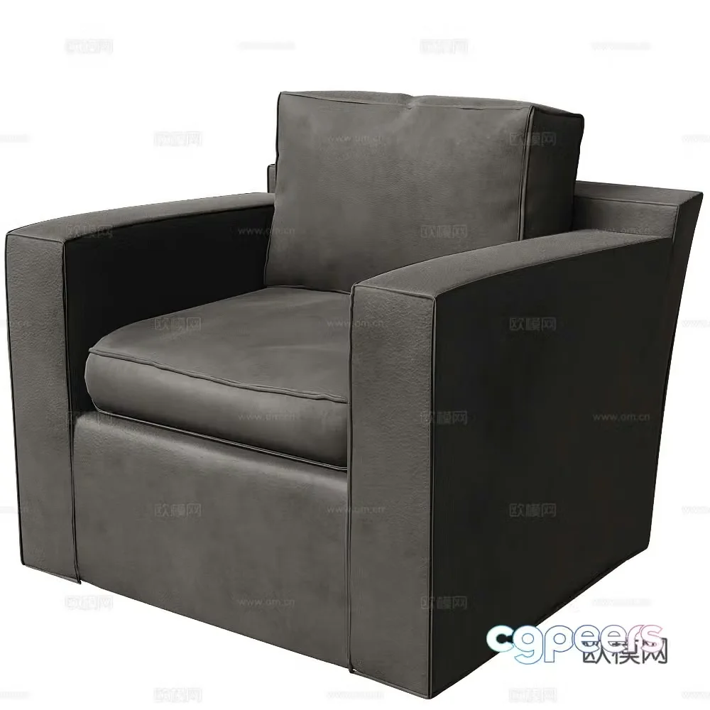 Villevenete modern leather sofa single sofa sofa chair casual 3d model