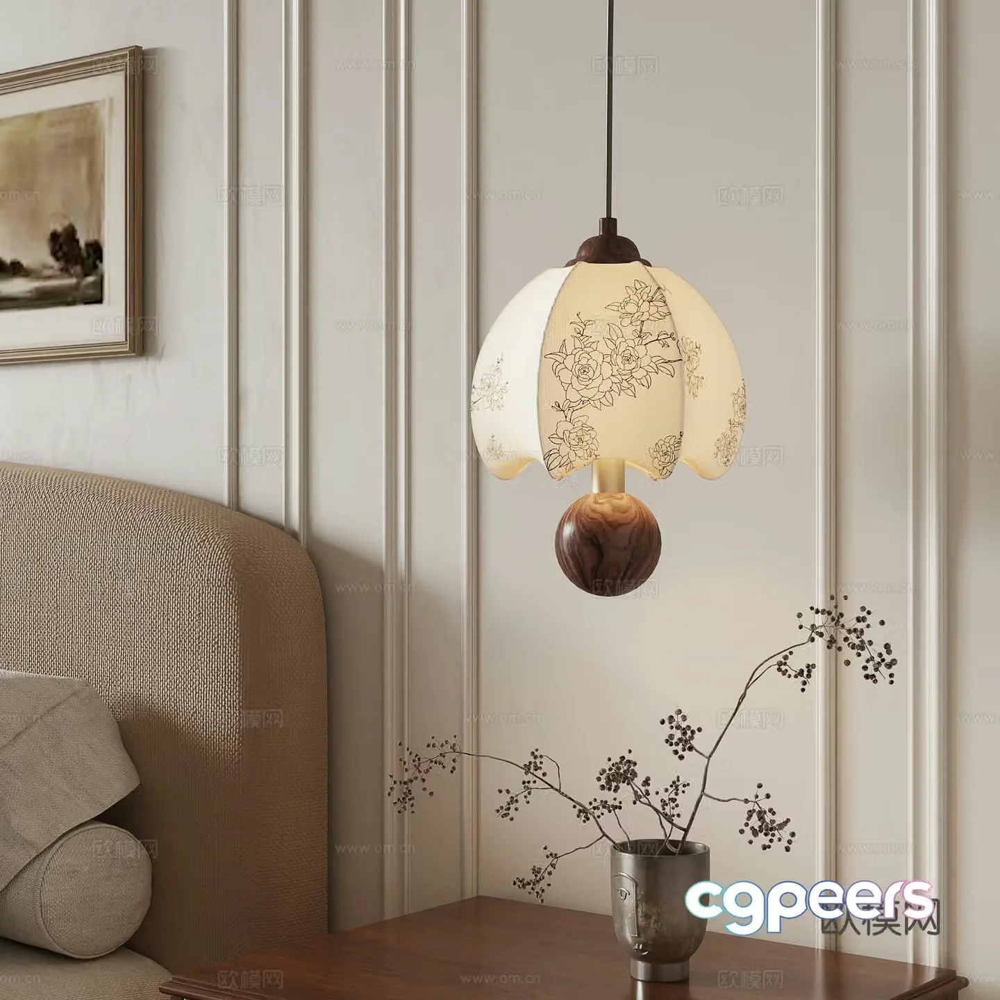 French medieval style chandelier 3d model
