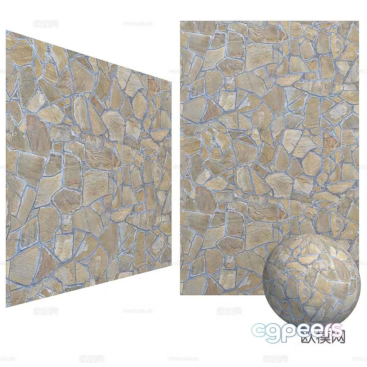 Stone wall pebbles old wall cultural stone 3d model