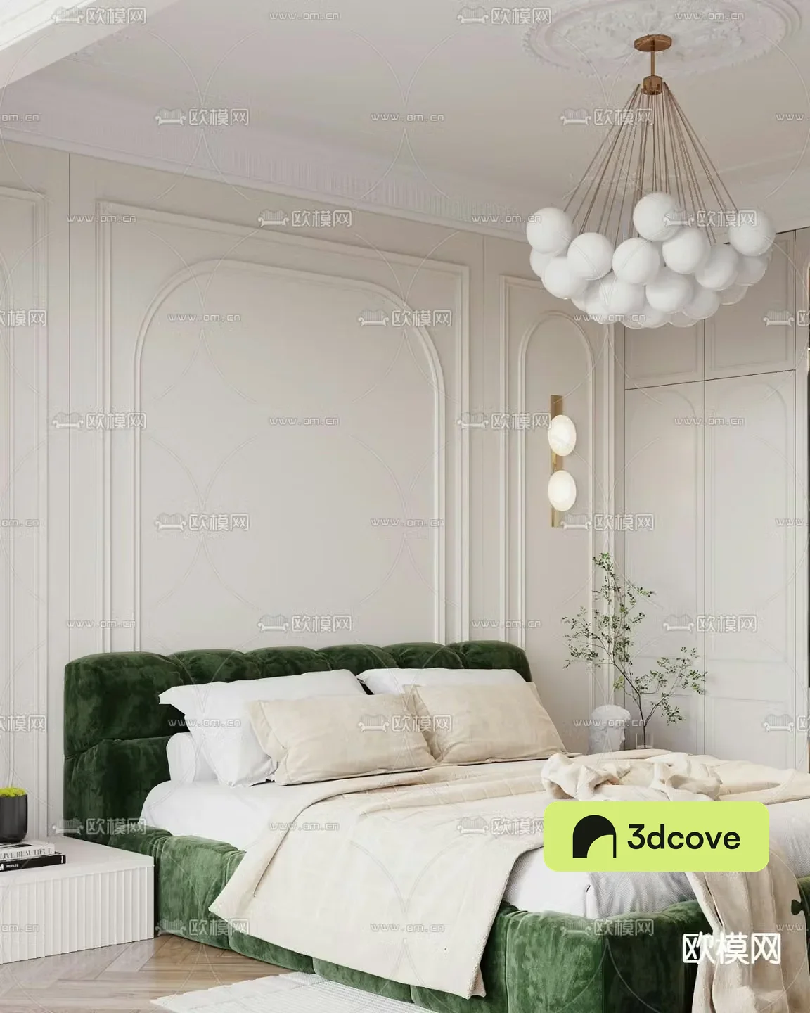 Fabric double bed modern bed